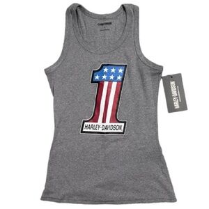 NWT * HARLEY DAVIDSON Women’s Ultra Classic #1 Race Tank  in Grey - Size S
